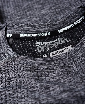 Superdry Sports Athletic Raglan Férfi Pólók Szürke/Fekete | JXMLH9073